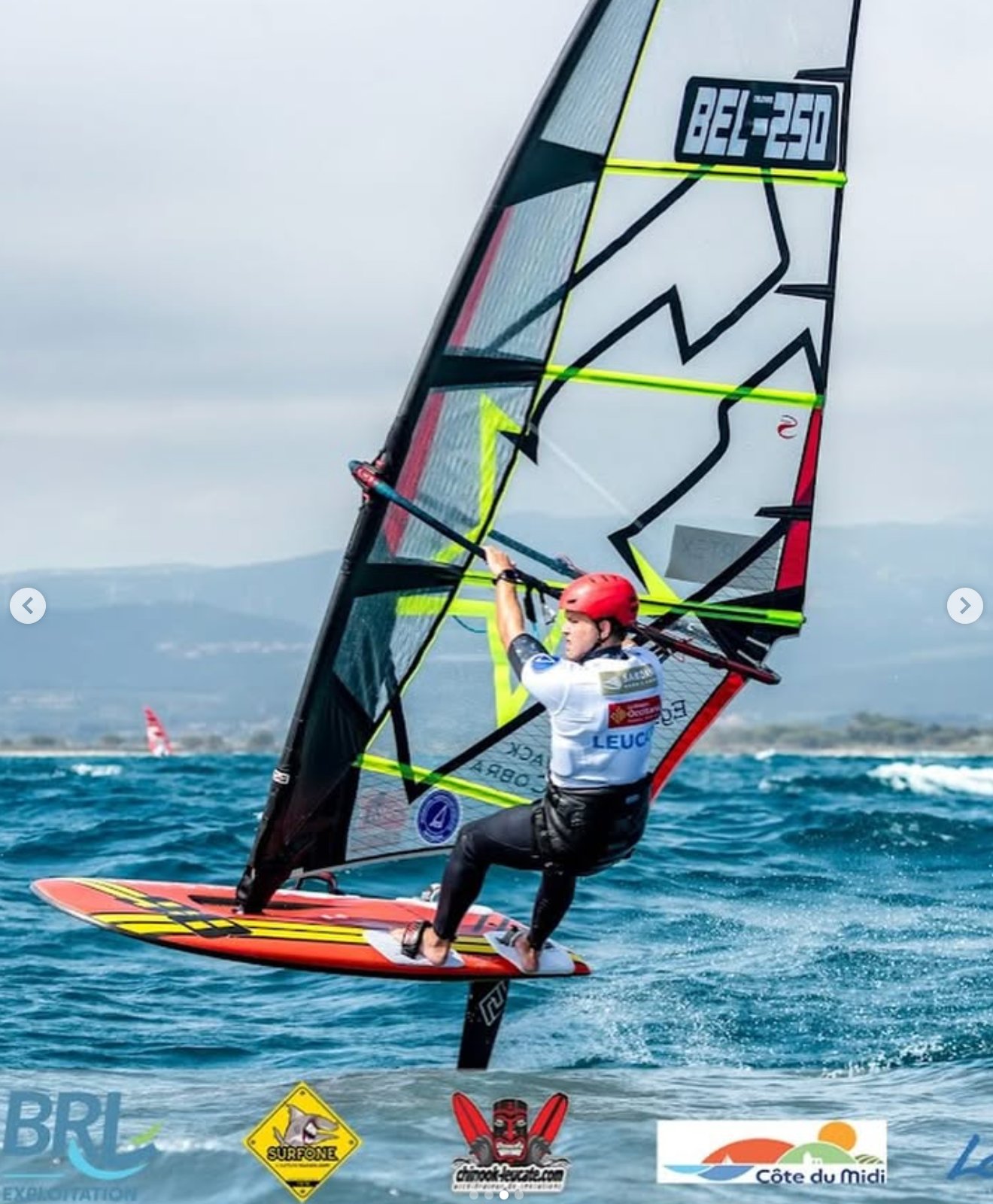 Cyril Evrard BEL-250 foiling at the IFCA Grand Slam Foil Senior Worlds 2026 in Leucate with CHS sail