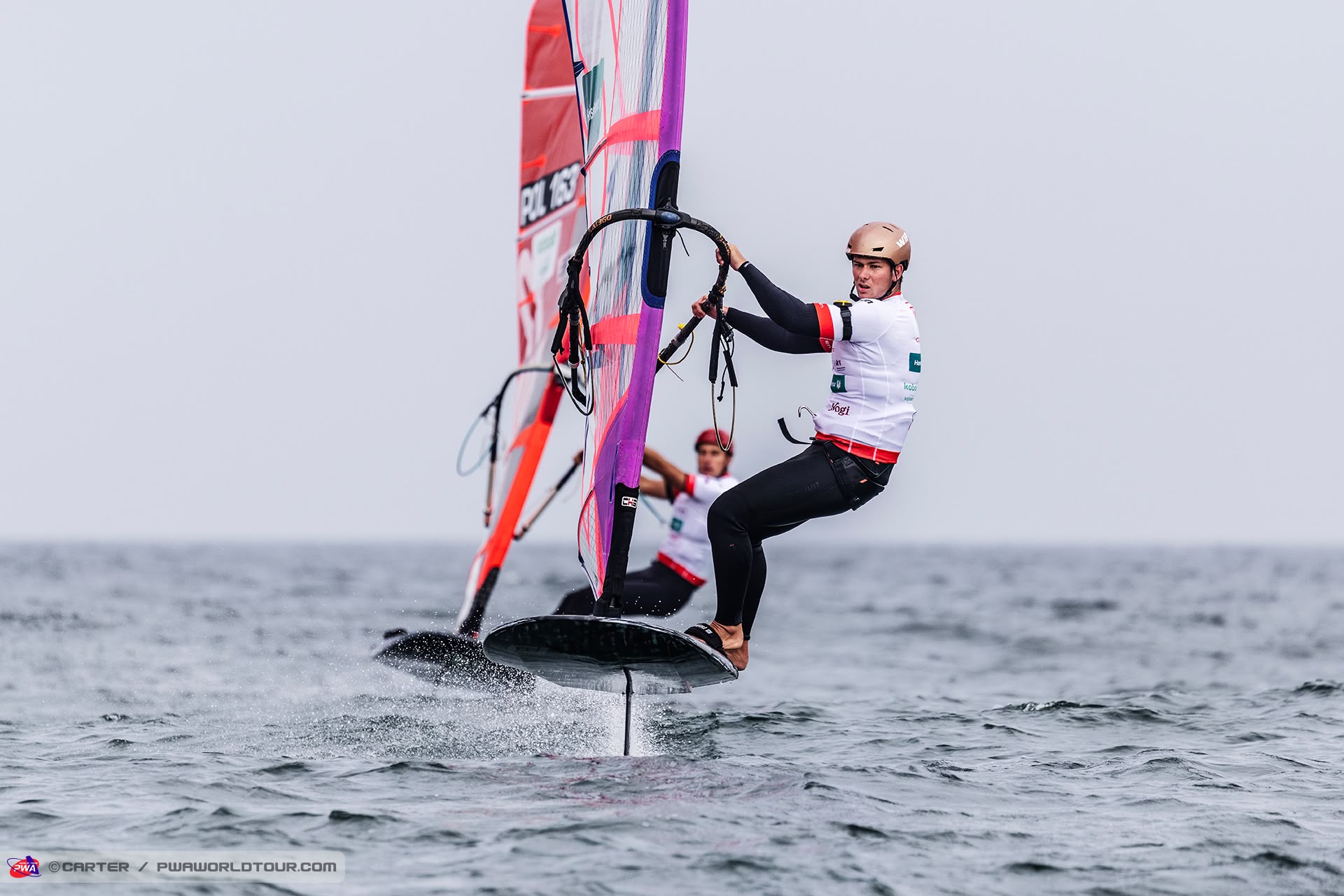 Youth rider Gabriele Prosperi ITA-278 foiling at the PWA World Cup Sylt 2026, his first PWA event